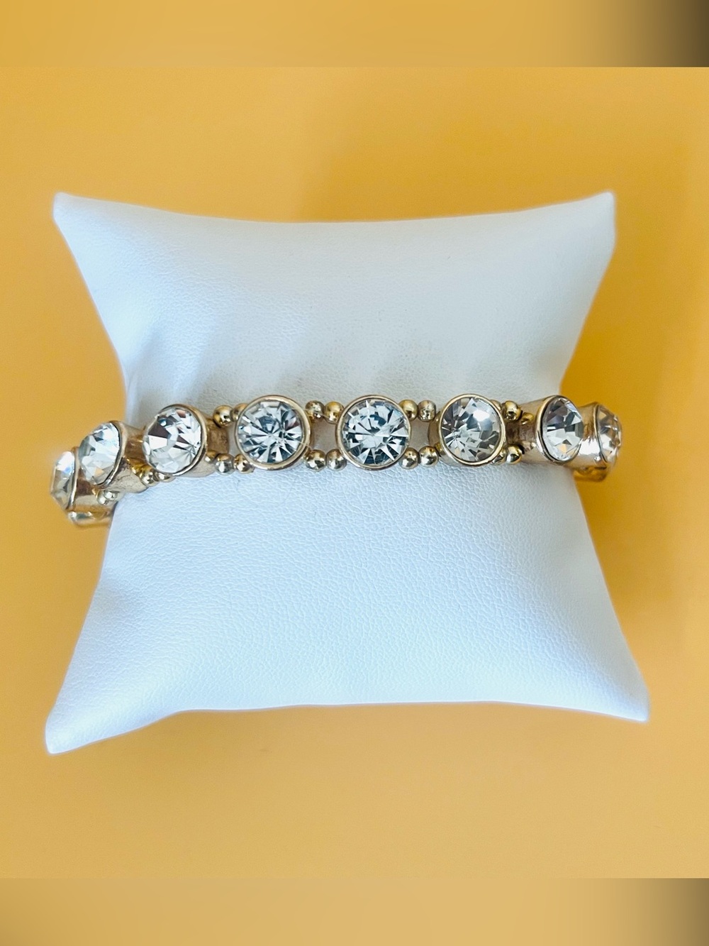 Gold tone Tennis Bracelet - Clear Crystals